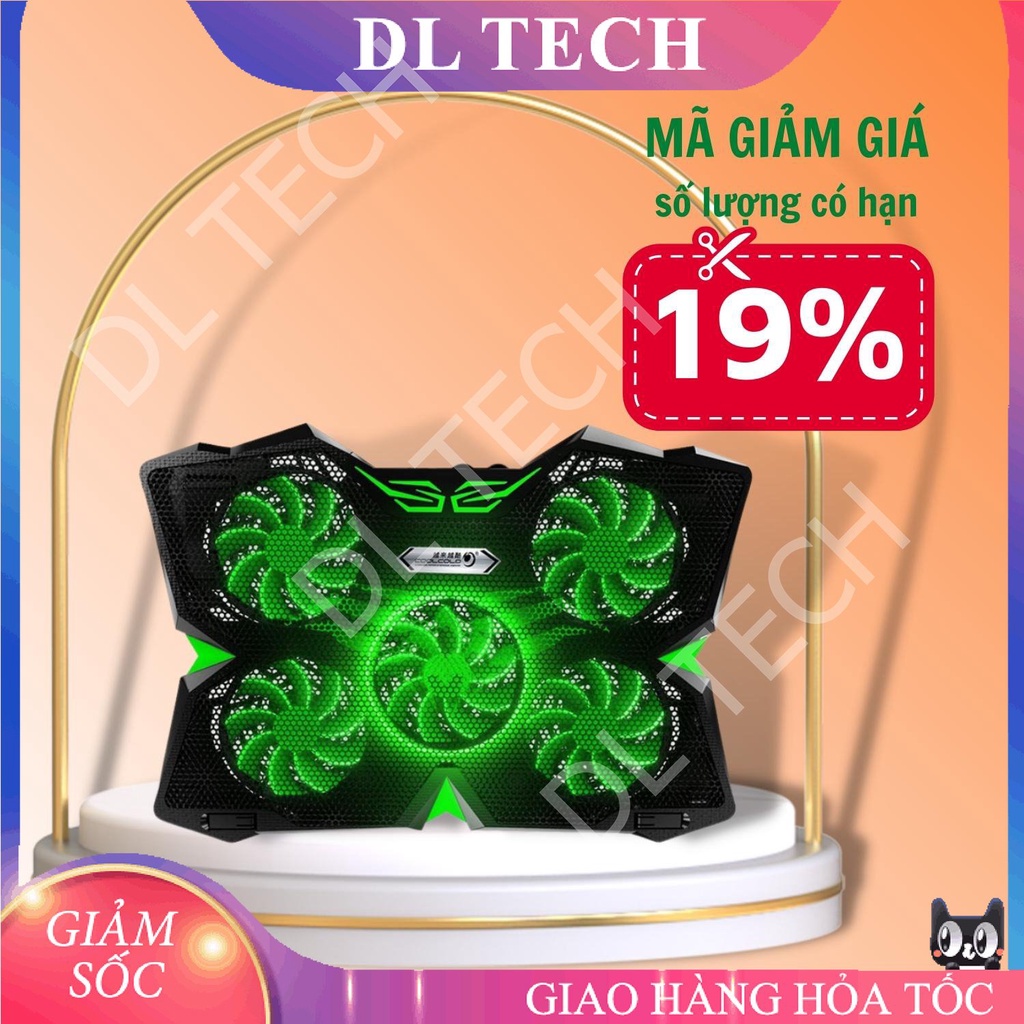 Đế tản nhiệt laptop 5 quạt quạt tản nhiệt gaming 1400RPM chống trượt làm mát nhanh COOL 2S  DL TECH