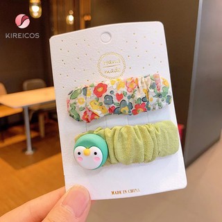 Set 2 Kẹp Tóc Xếp Ly Hoa Nhí Đính Thú Siêu Cute
