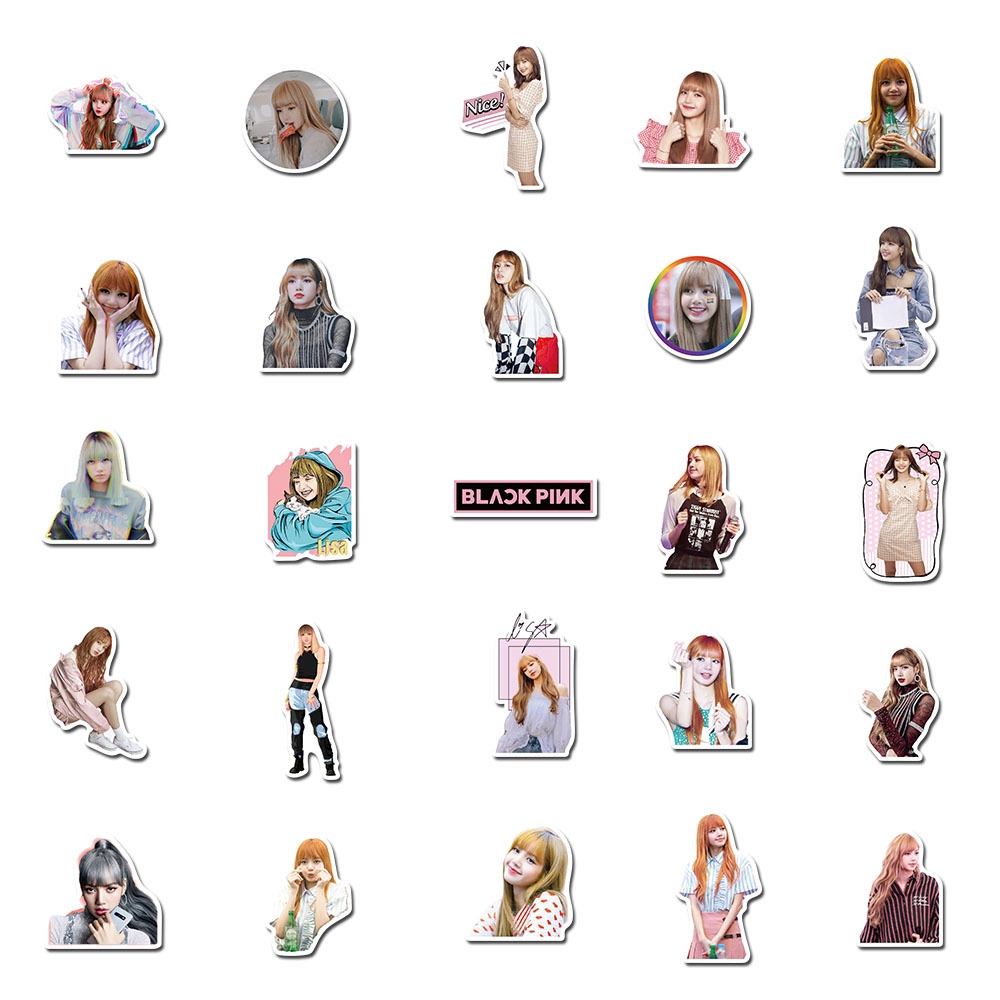 Sticker Bộ 50 Miếng Dán Trang Trí Chống Thấm Nước Hình Nhóm Nhạc Blackpink