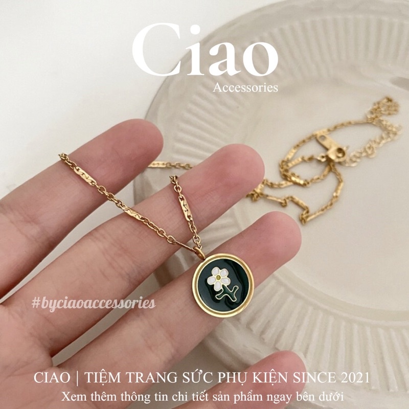 [HOẢ TỐC 1H] Dây chuyền/ Vòng cổ titan không đen gỉ thiết kế hoạ tiết hình hoa cúc hoạ mi Bairnwort Ciao