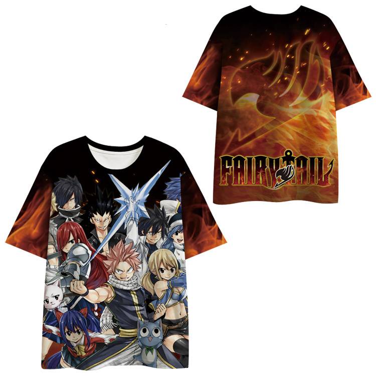 Áo Thun Ngắn Tay Dáng Rộng In Họa Tiết Anime FAIRY TAIL 3D Thời Trang Unisex