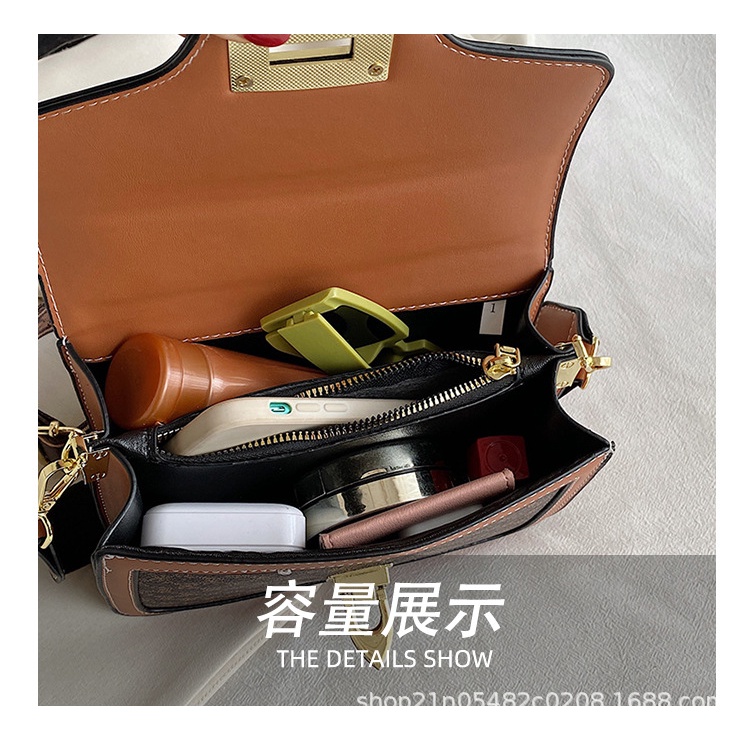 Túi đeo chéo nữ hai ngăn khóa mũi nhọn tông nâu thời thượng BAG U MUNO26