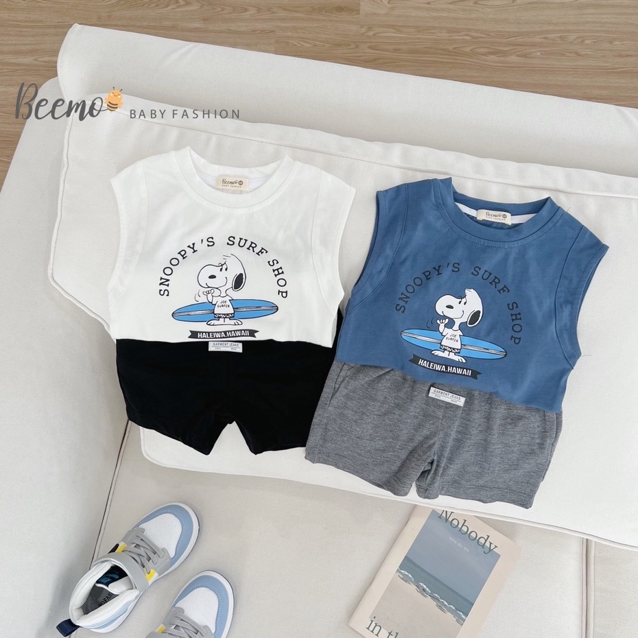 Bộ quần áo cho bé trai, bé gái Beemo, chất liệu cotton mềm mịn, họa tiết chú chó Snoopy B176
