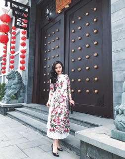 Vải ren 3D áo dài cách tân