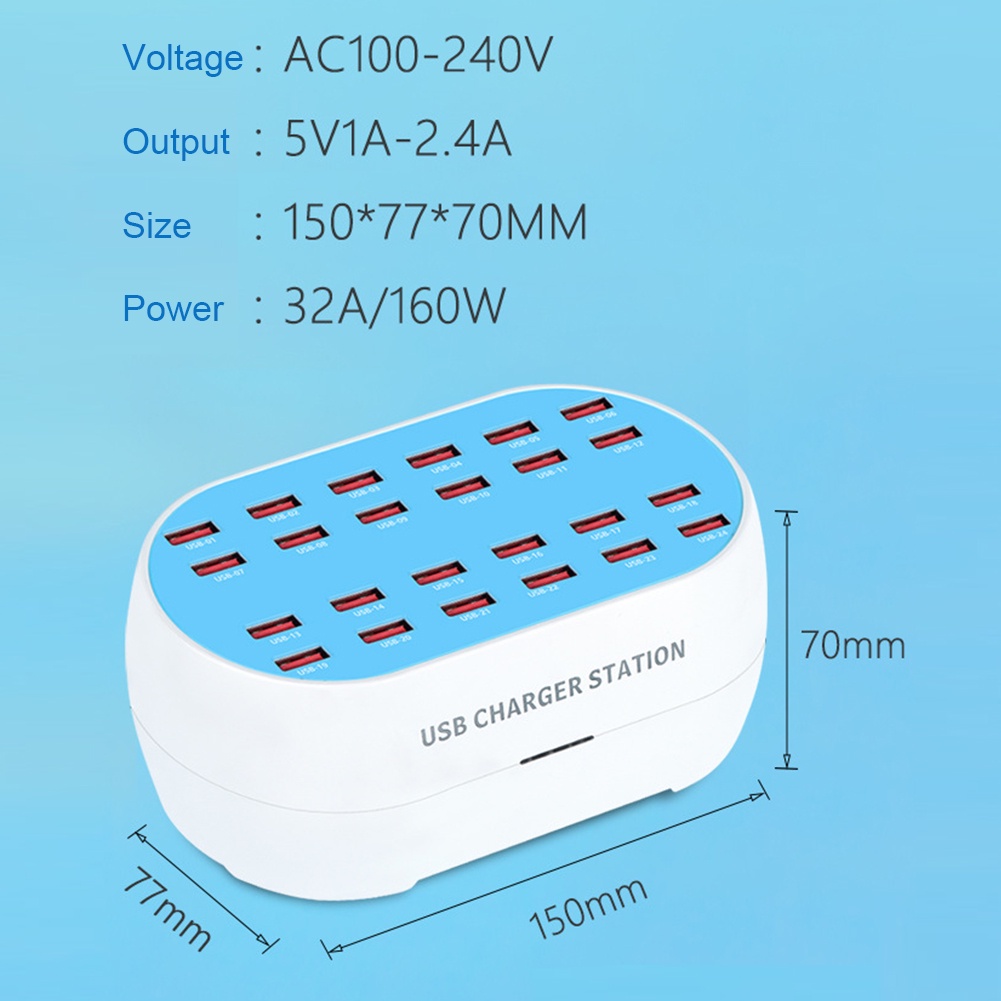 Trạm SạC Nhanh 160W 12 / 18 / 24 / 30 CổNg 5V2A USB Thông Minh Cho ĐiệN ThoạI