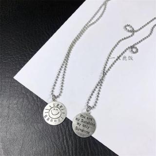 Dây chuyền đính hạt mặt tròn khắc chữ tiếng anh Sunshine/mặt trời xinh xắn dành cho học sinh