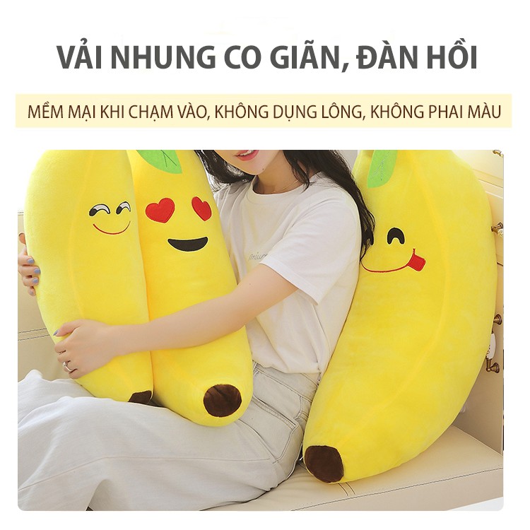 Gối ôm hình quả chuối đa dạng hình, Gấu bông trái chuối bông pp êm ái nhiều cỡ - Otama Bedding