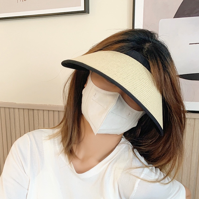 Mũ cói rộng vành nửa đầu chống nắng HALA nón cói đi biển nữ thời trang mùa hè hàn quốc cá tính