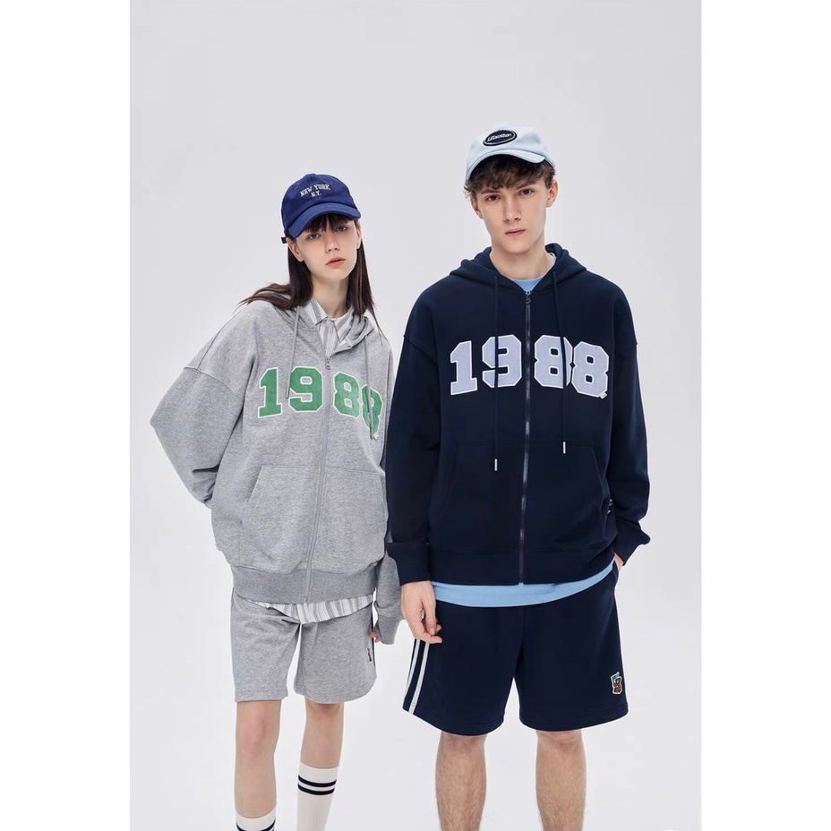 Áo khoác hoodie nỉ bông dây kéo 1988 form rộng nam nữ Zozo unisex