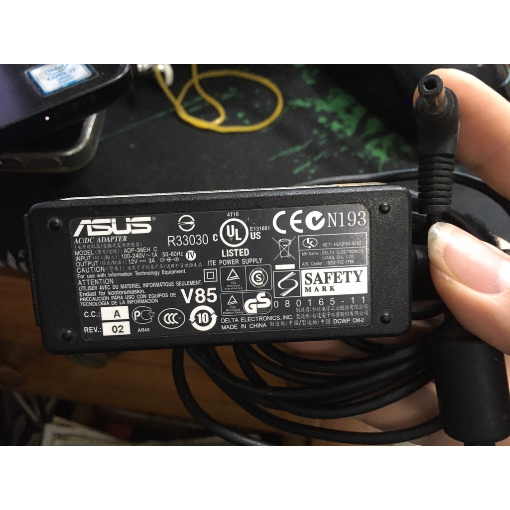 CHÍNH HÃNG QUA SỬ DỤNG  [HÀNG CHẤT] Sạc Laptop Asus 12V - 3A, 36W - KÈM DÂY NGUỒN