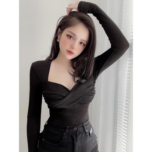 ÁO XOẮN NGỰC CHẤT NHŨ KIM CƯƠNG SEXY CO GIÃN SIÊU TỐT MS11772
