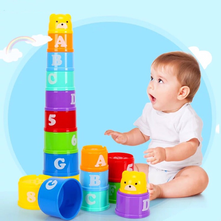 Bộ Cốc Đồ Chơi Xếp Hình Chữ Cái/Số Cho Bé