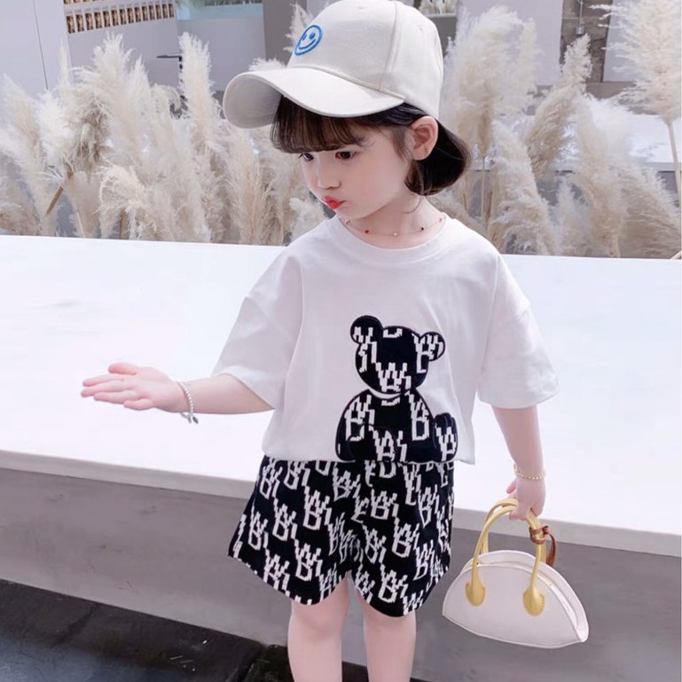 Bộ đồ bé gái Con Xinh cotton gấu JURI, set quần áo trẻ em 5 đến 14 tuổi