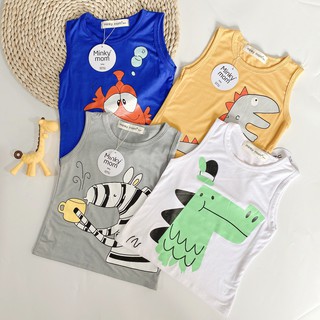 Bộ ba lỗ bé trai hàng minkymom thun lạnh in hình khủng long sành điệu