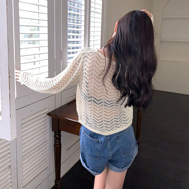 COZOK Áo Sweater Dệt Kim Tay Dài Cổ Chữ V Phối Dây Rút Thời Trang Trẻ Trung