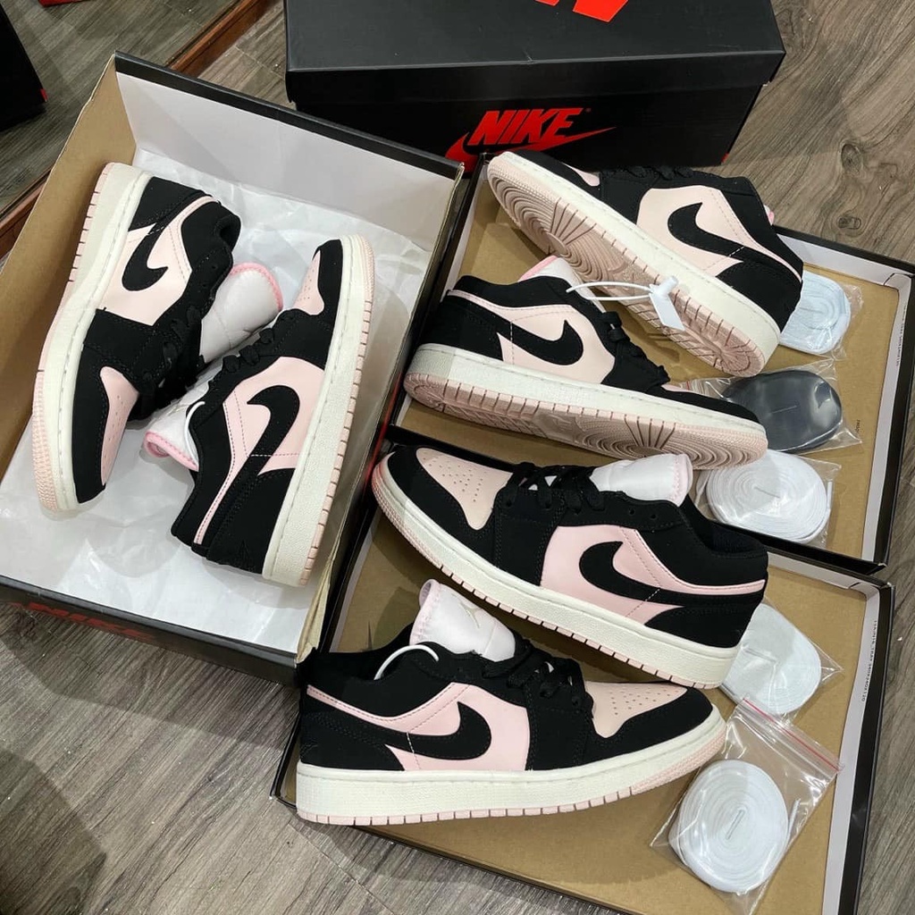 Giày Jordan hồng nữ cổ thấp, Giày Jordan 1 low màu hồng nhạt cho nữ cực xinh dễ phối đồ full phụ kiện