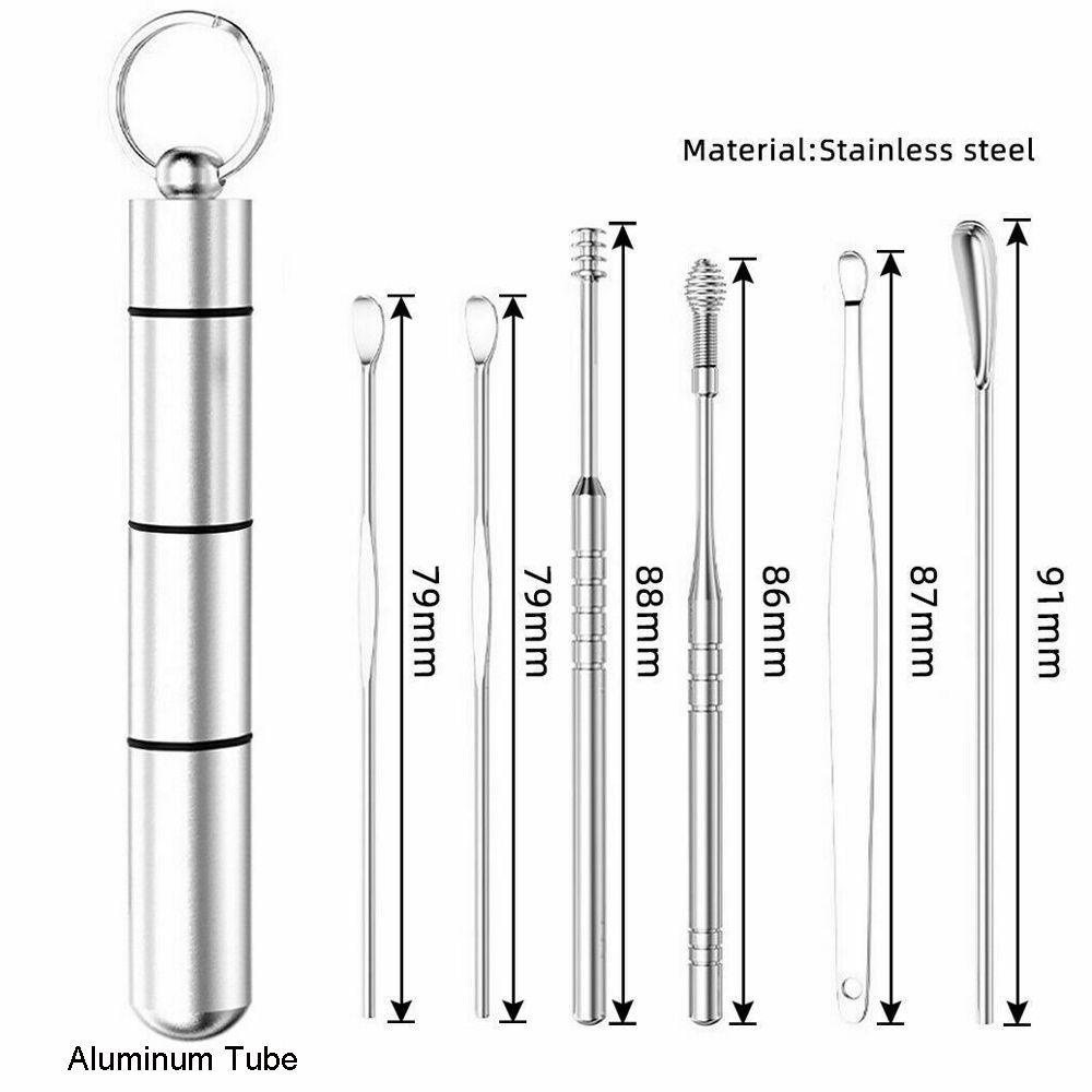 Set 6 Dụng Cụ Lấy Ráy Tai Bằng Thép Không Gỉ Thiết Kế Mới Tiện Lợi Dễ Sử Dụng