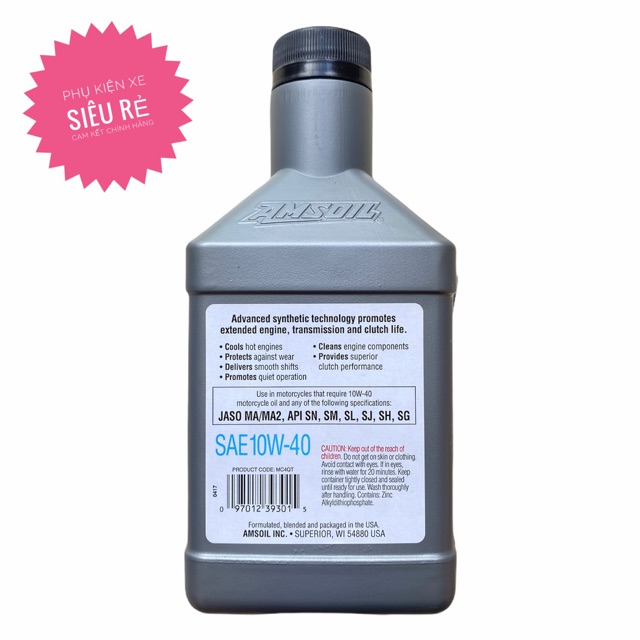 NHỚT AMSOIL 10W40 4T PERFORMANCE - DÀNH CHO XE SỐ