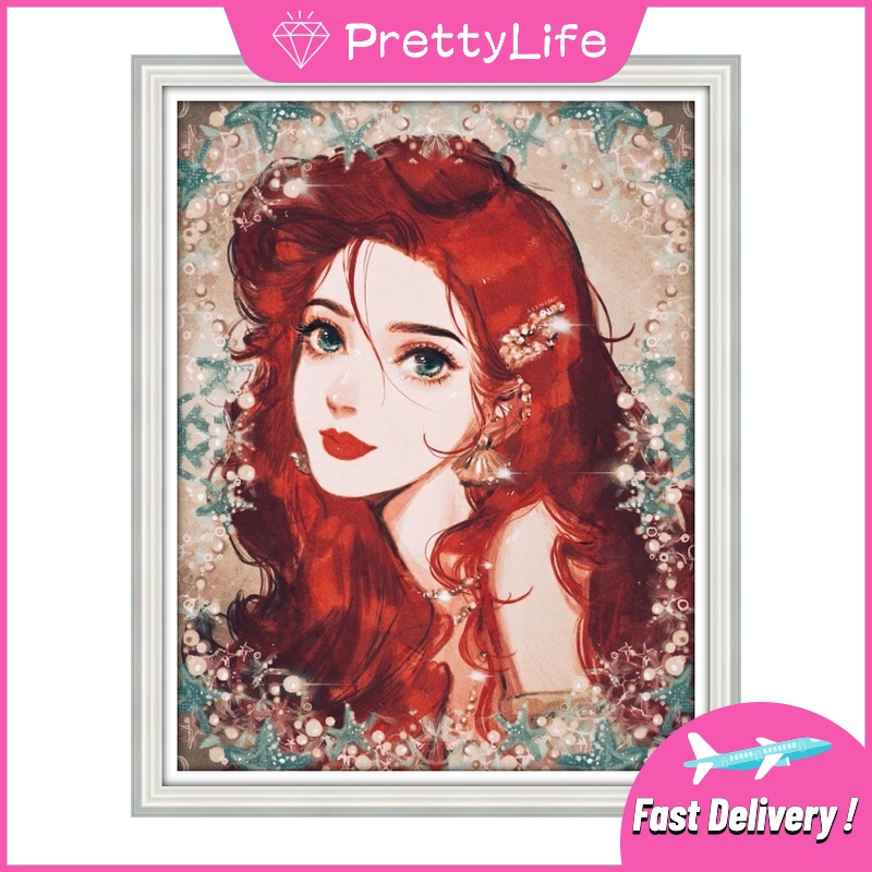 Bộ Tranh Đính Đá 5D Họa Tiết Công Chúa Hoạt Hình Độc Đáo Kích Thước 30 X40CM DIY Dùng Trang Trí