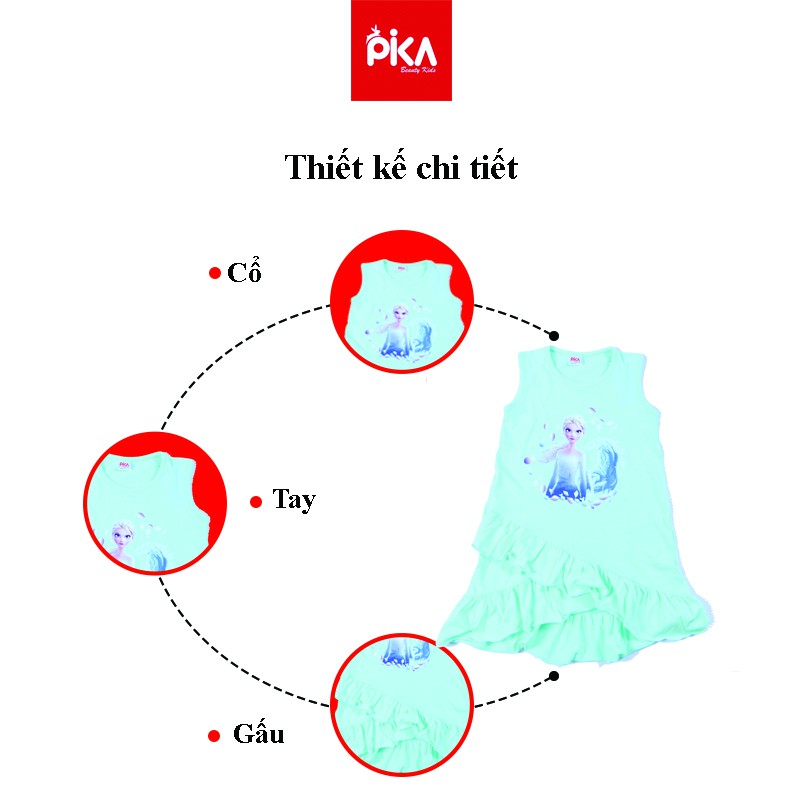 Đầm váy sát nách Elsa - PIKA KIDS - cho bé gái -chất liệu cotton từ 12-25kg