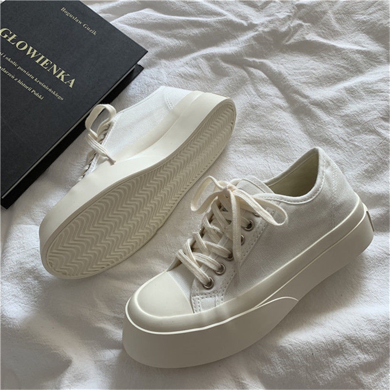 Jiashucheng Giày Canvas Đế Dày Phong Cách Harajuku Nhật Bản Màu Đen Cho Nữ