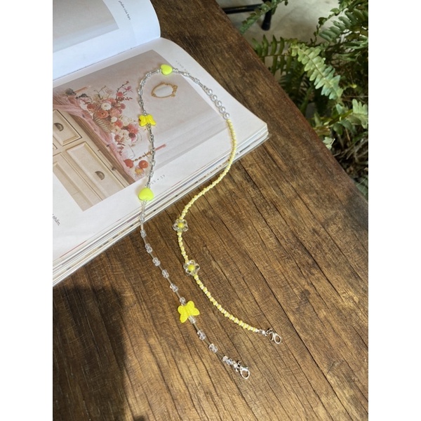 [185-194] Dây đeo khẩu trang charm hoa trong suốt