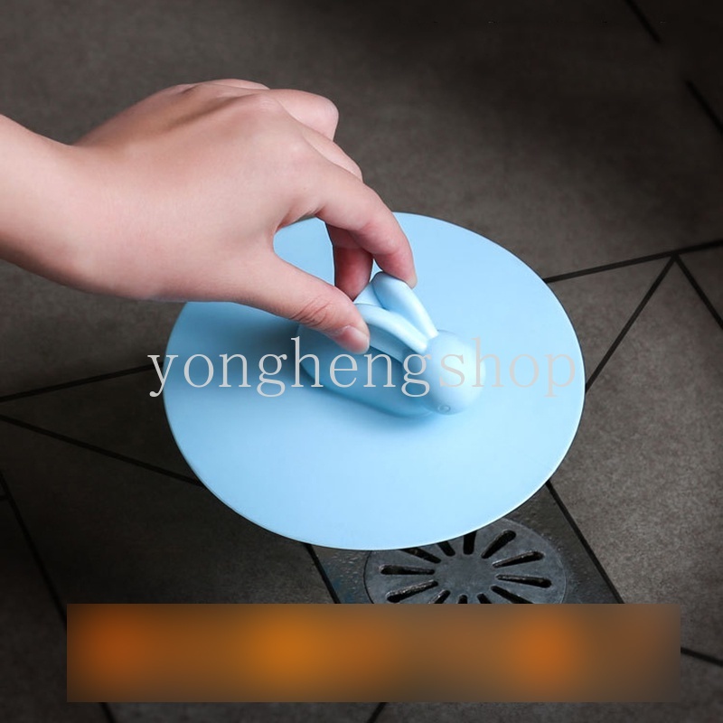 Nắp đậy cống thoát nước hình tròn bằng silicone đính chú thỏ đáng yêu chống côn trùng
