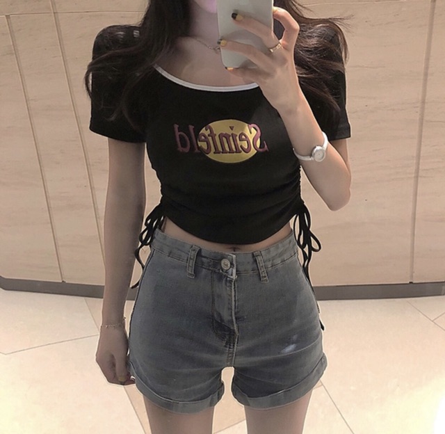 [ Mã WASTAPR giảm 10K đơn 50K] ÁO CROPTOP THÊU DÂY RÚT | BigBuy360 - bigbuy360.vn
