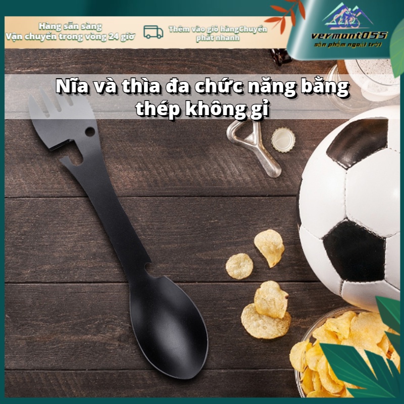 Hàng Hot 5 trong 1 cầm tay muỗng nĩa đa năng Chai có thể mở Dụng cụ cắt răng cưa để cắm trại dã ngoại Hàng giao ngayVermont055