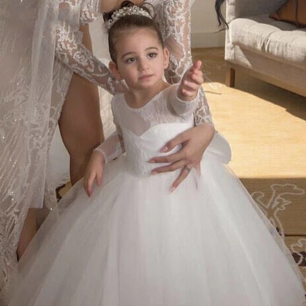 Đầm Phù Dâu Dự Tiệc Hở Lưng Phối Ren Thanh Lịch Cho Bé Gái