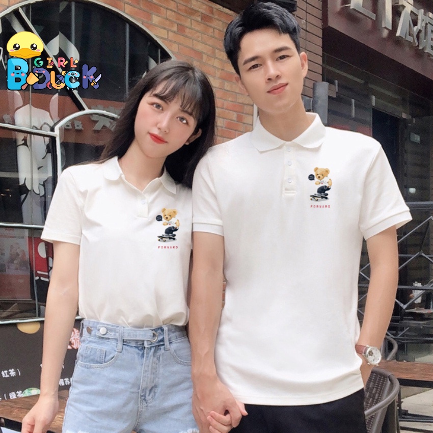 Áo PoLo nữ Áo polo Nam  có cổ tay ngắn form unisex nam nữ Gấu for Ward chất liệu cá sấu- Bduck Girl