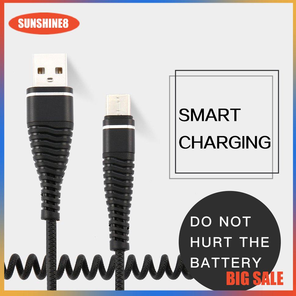 【SUN】[NEW]USB-C Type C Cable Coiled Spring Type-C Data Sync Charging Cable