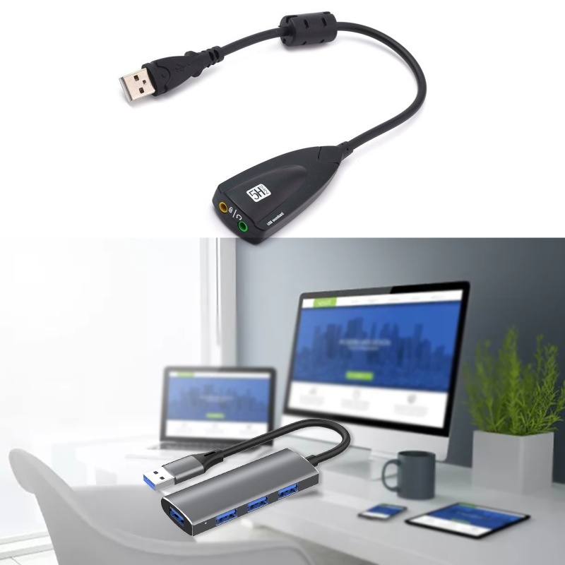 Bộ Chuyển Đổi Thẻ Âm Thanh USB 7.1 Kênh 5HV2 3D Chuyên Dụng Cho Notebook / Mic