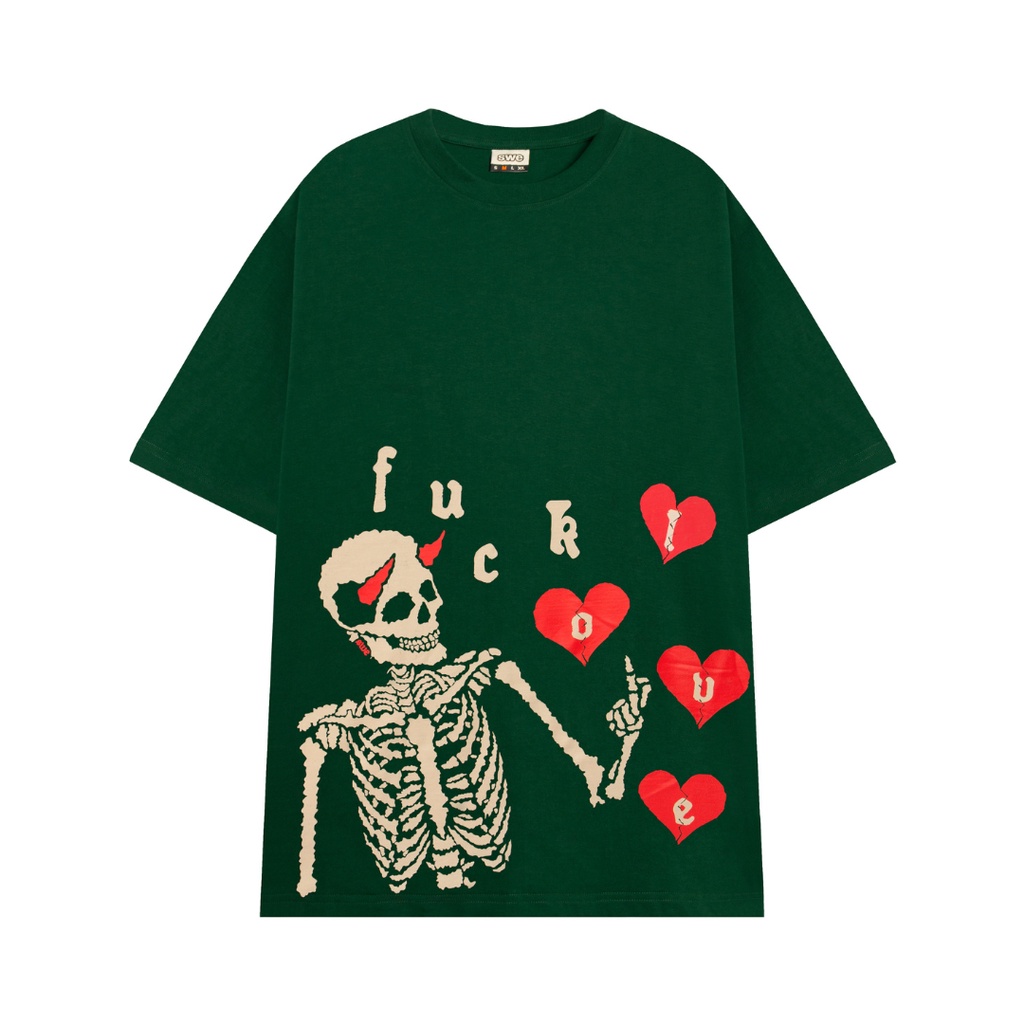 SWE - Áo phông unisex cổ tròn ngắn tay in hình F-LOVE TEE - GREEN 100% cotton thoáng mát