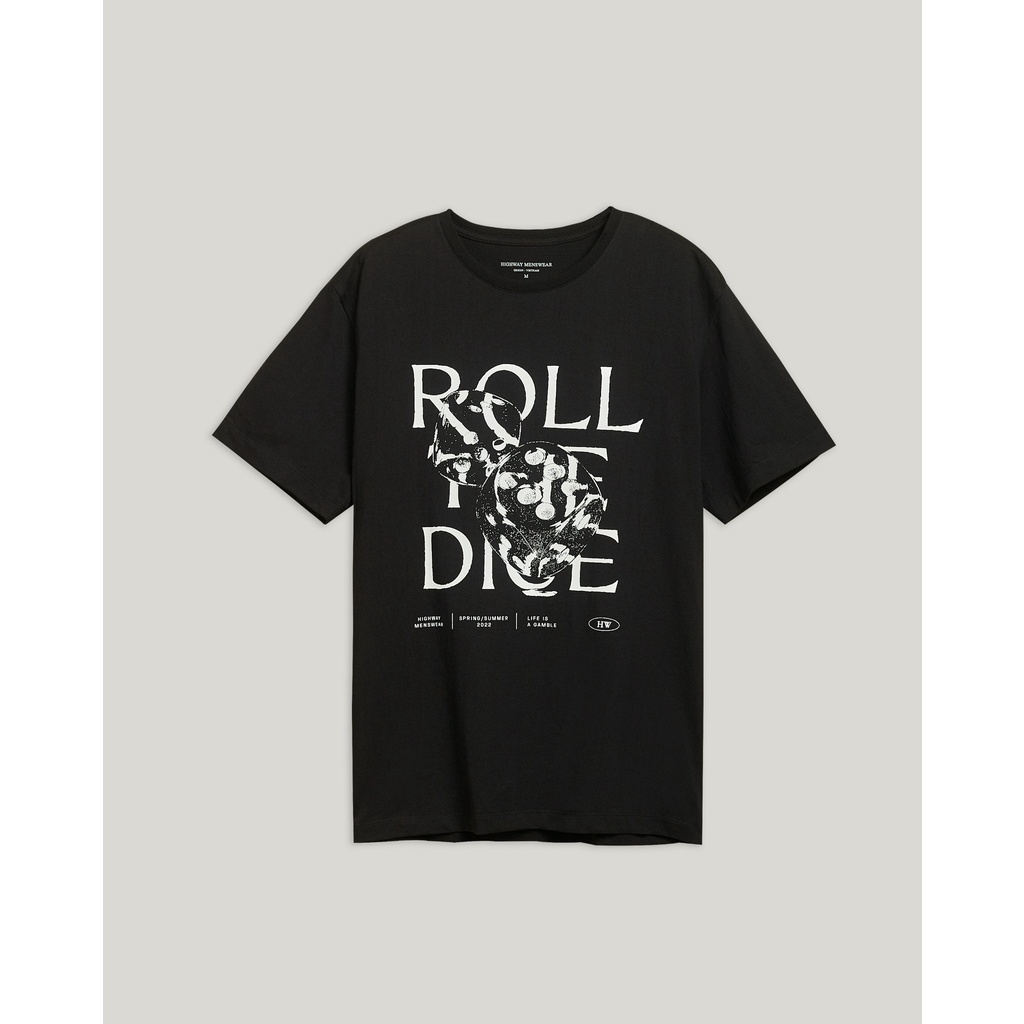 Áo phông nam Cotton USA Highway (Menswear) Roll the dice Đen