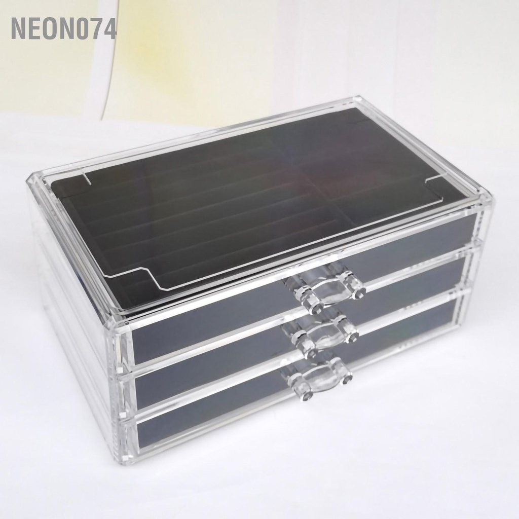 Neon074 Hộp đựng đồ trang sức bông tai trong suốt 3 lớp có ngăn cho phòng ngủ Phòng ăn