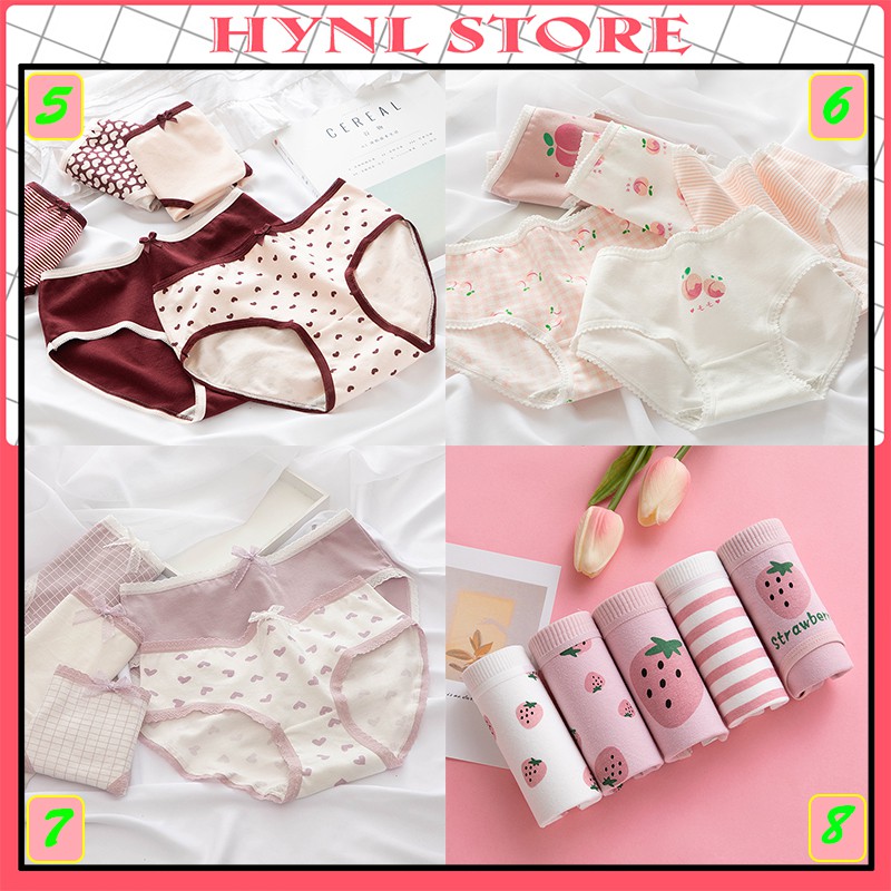 Combo Quần Lót Nữ Cotton Chất Liệu Bông Tự Nhiên 100% Set 5 Quần Chip Nữ Dễ Thương HynL H306