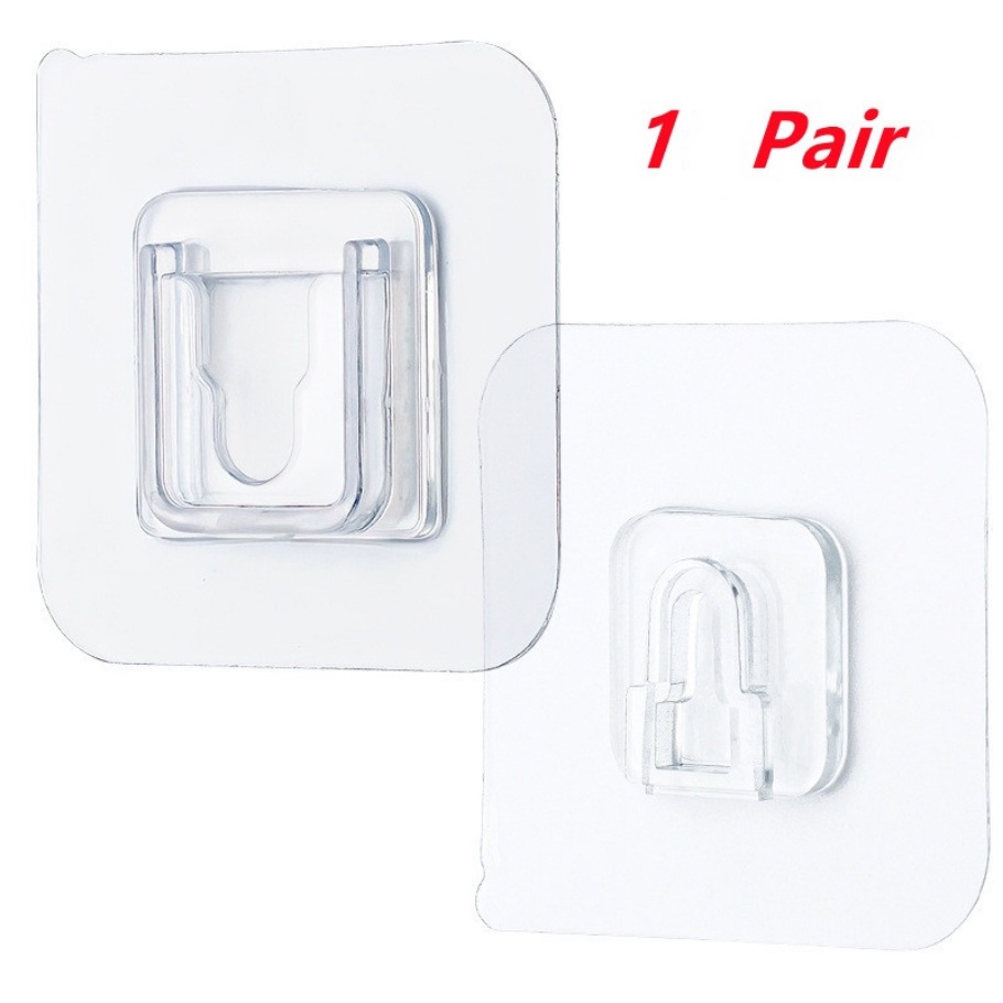 1 Cặp Móc Treo Đồ Dán Tường Hai Mặt Trong Suốt Đa Năng