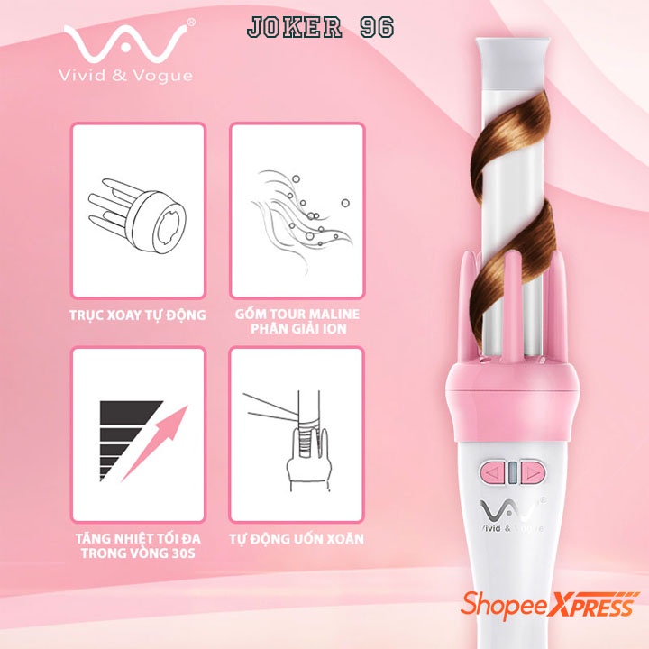 Máy Uốn Tóc Làm Xoăn Xoay Tự Động 360 💗Độ Hàng Chính Hãng Bảo Hành 6 Tháng