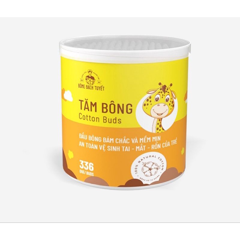 Tăm Bông bạch tuyết hộp tròn 336 que cho bé - 291