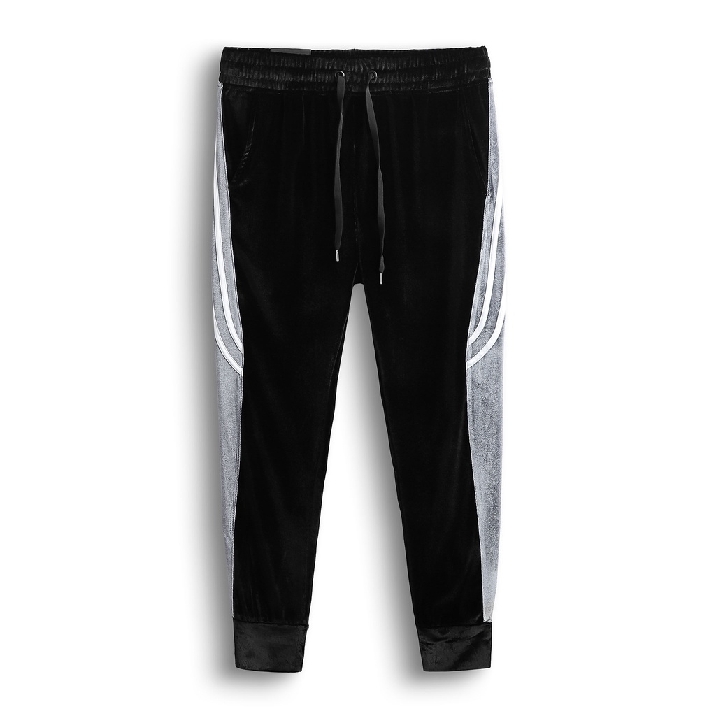 Quần Jogger Nam Grey Black Side Mix , Chất Nhung Dày Dặn Cao Cấp, JG001828, SOMEHOW