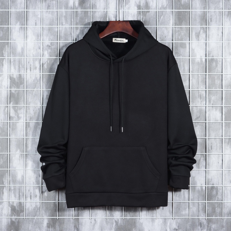 Áo hoodie tay dài dáng rộng màu trơn đơn giản thời trang Hàn Quốc cho nam