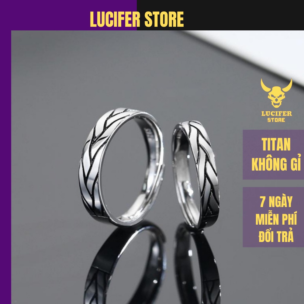 Nhẫn Nam Bạc Đẹp Cá Tính Unisex HipHop Basic Ngầu Trơn Nam Stripes Ring Lucifer Store Nhẫn Titan Không Gỉ Stripes