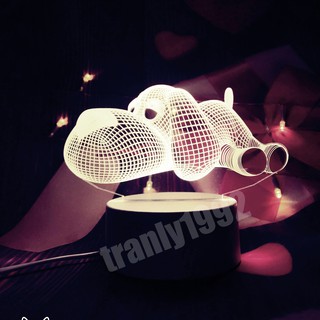 Đèn ngủ 3D CHÓ CON, đèn trang trí, quà tặng sinh nhật độc đáo