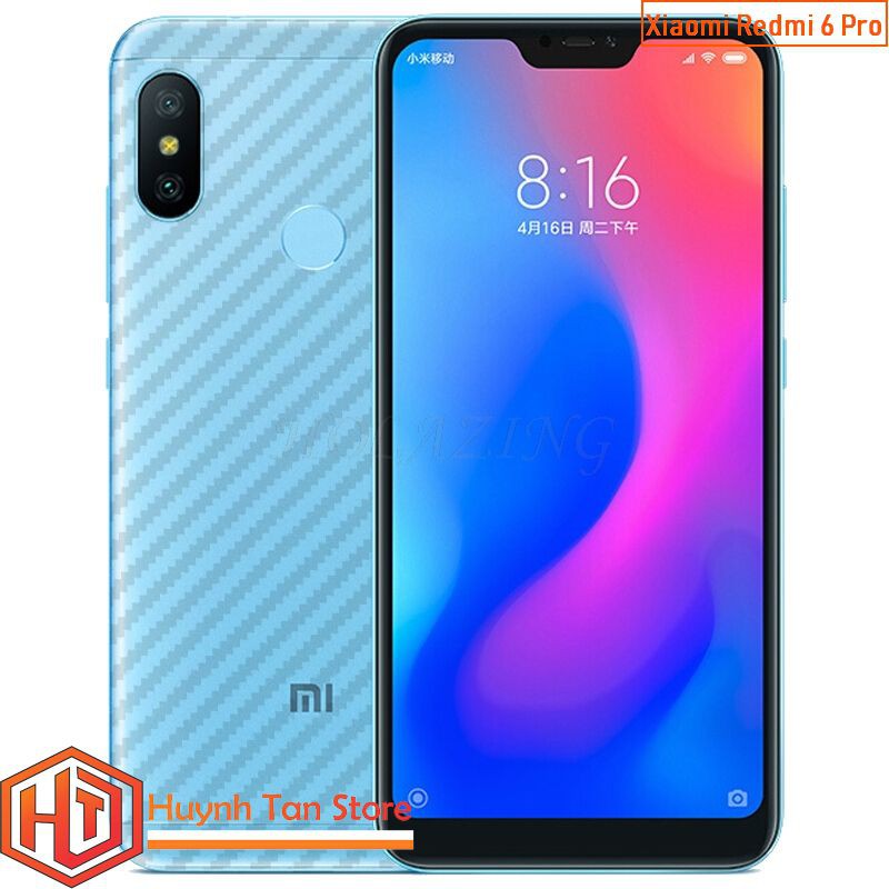 Miếng dán decal carbon mặt sau Xiaomi Redmi 6 Pro chống trầy mặt lưng, chống bám vân tay