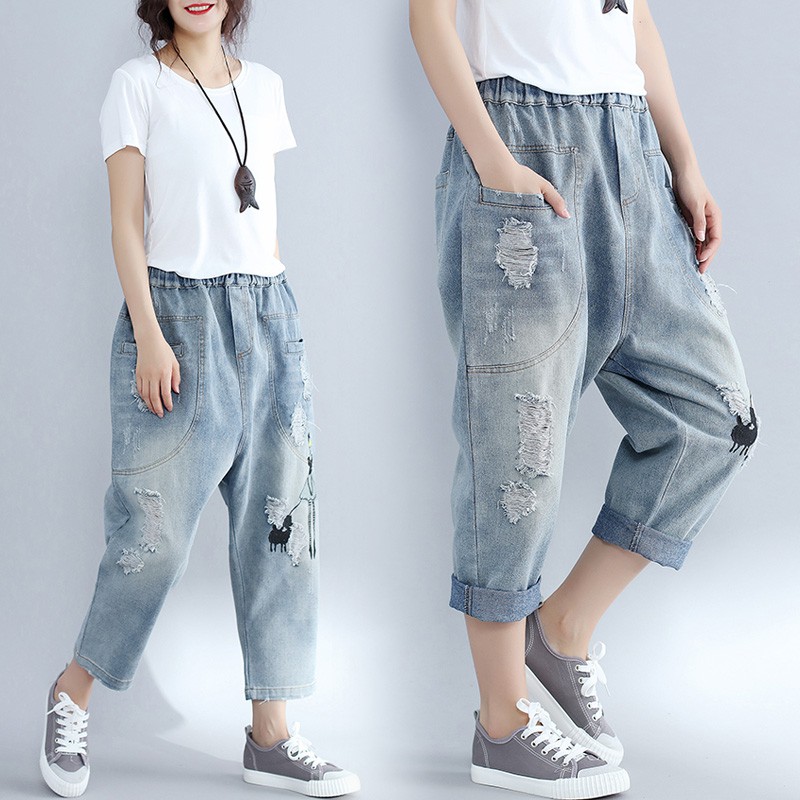 (Q007) Quần jean rách bigsize (fit 70kg)