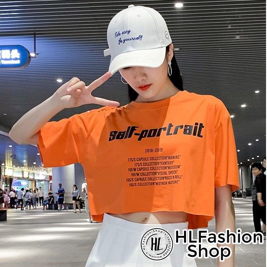 Áo croptop thun nữ Salf Portrair cực cool Hàn Quốc, áo thun nữ HLFashion