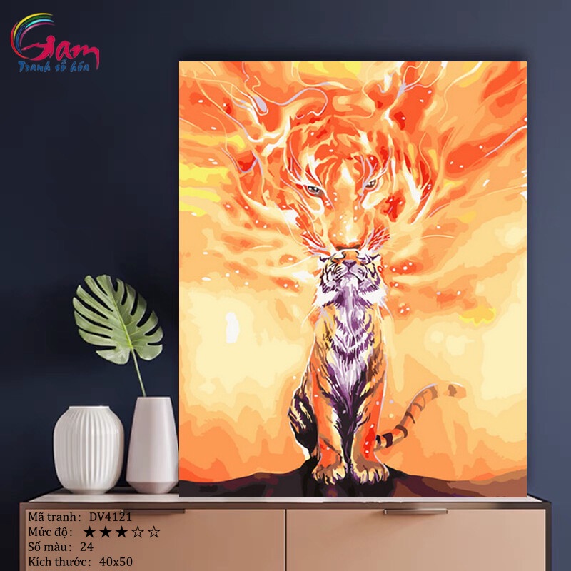 Tranh sơn dầu số hóa tự tô Gam Mãnh hổ DV4121