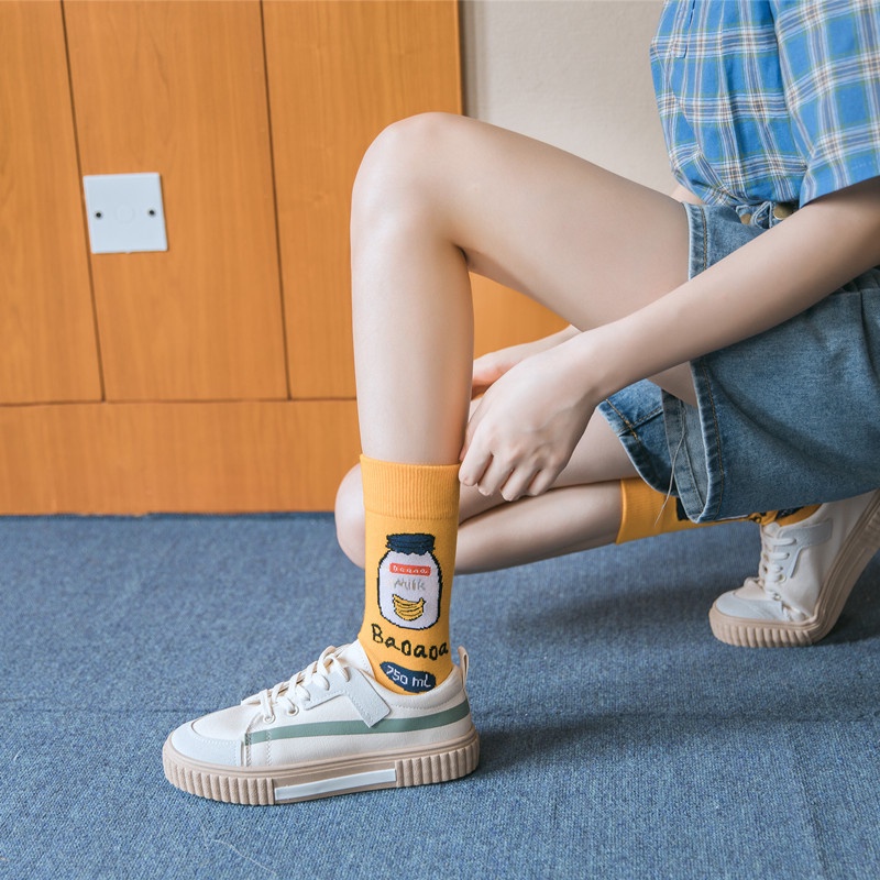 Vớ tất unisex núi lửa chuối xanh cổ cao