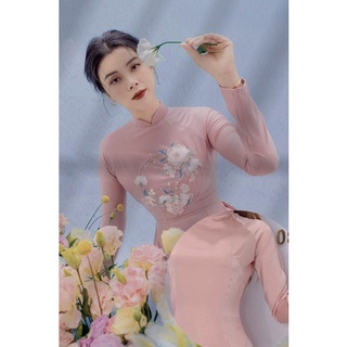 Áo dài thêu tay lụa 2 tà